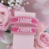 BRACELET BRODÉ J’ADORE ROSE