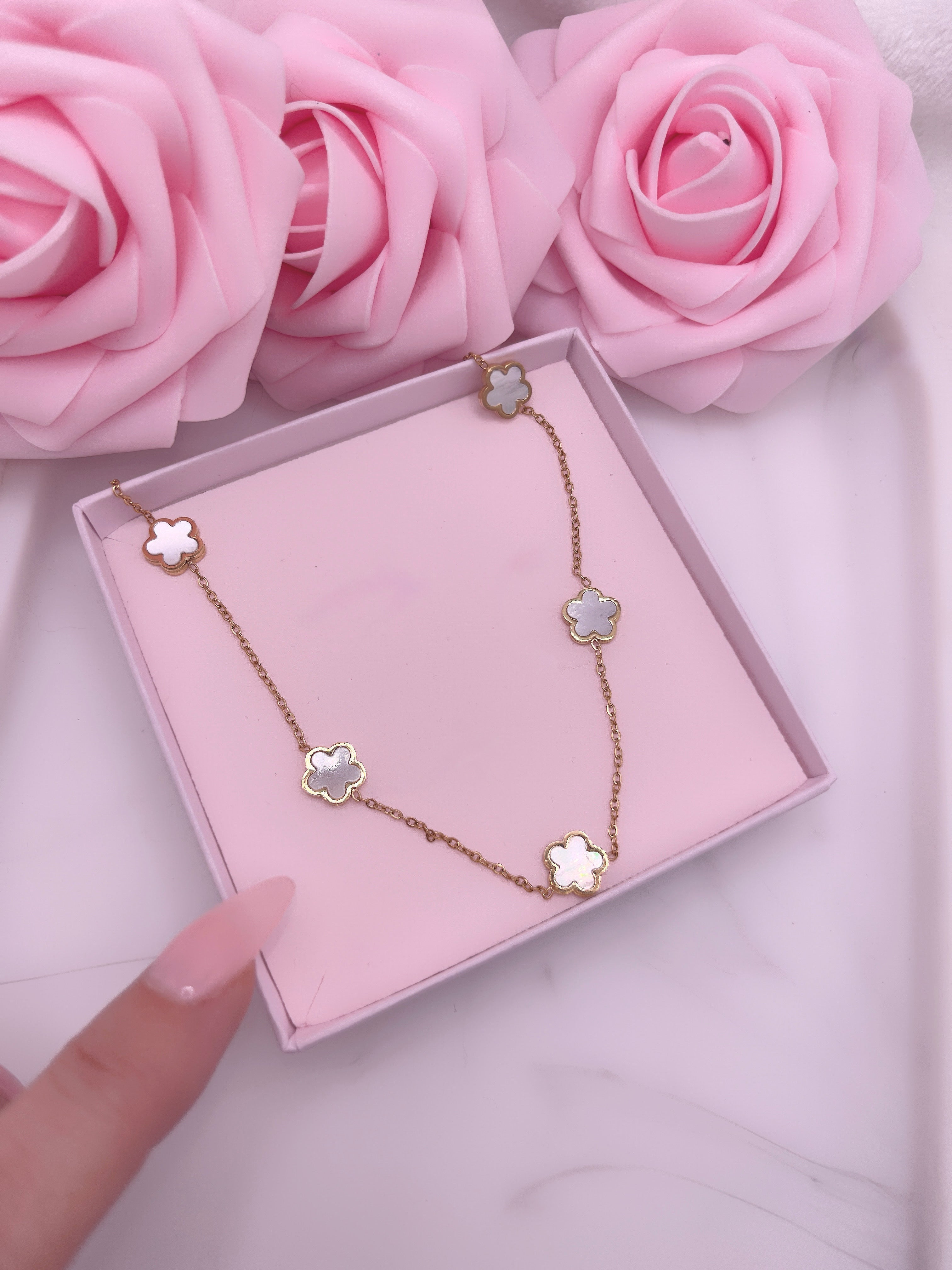 COLLIER CLOVER BLANC