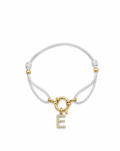 BRACELET CORDON INITIAL BLANC