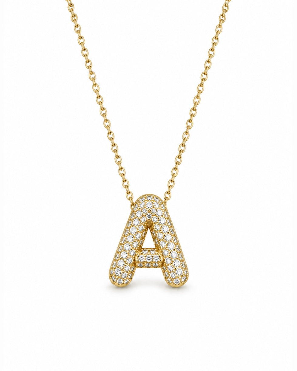 COLLIER LETTRE BUBBLE STRASS