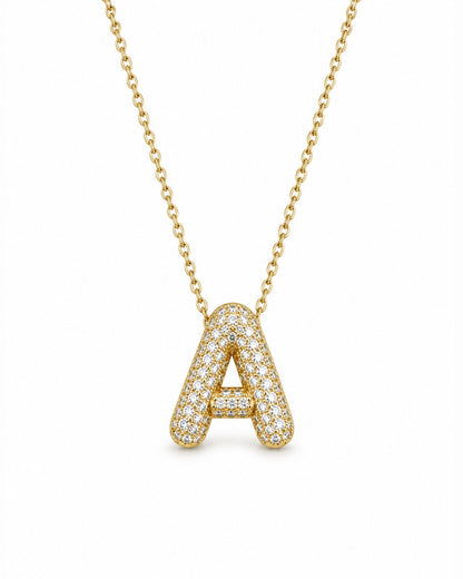 COLLIER LETTRE BUBBLE STRASS