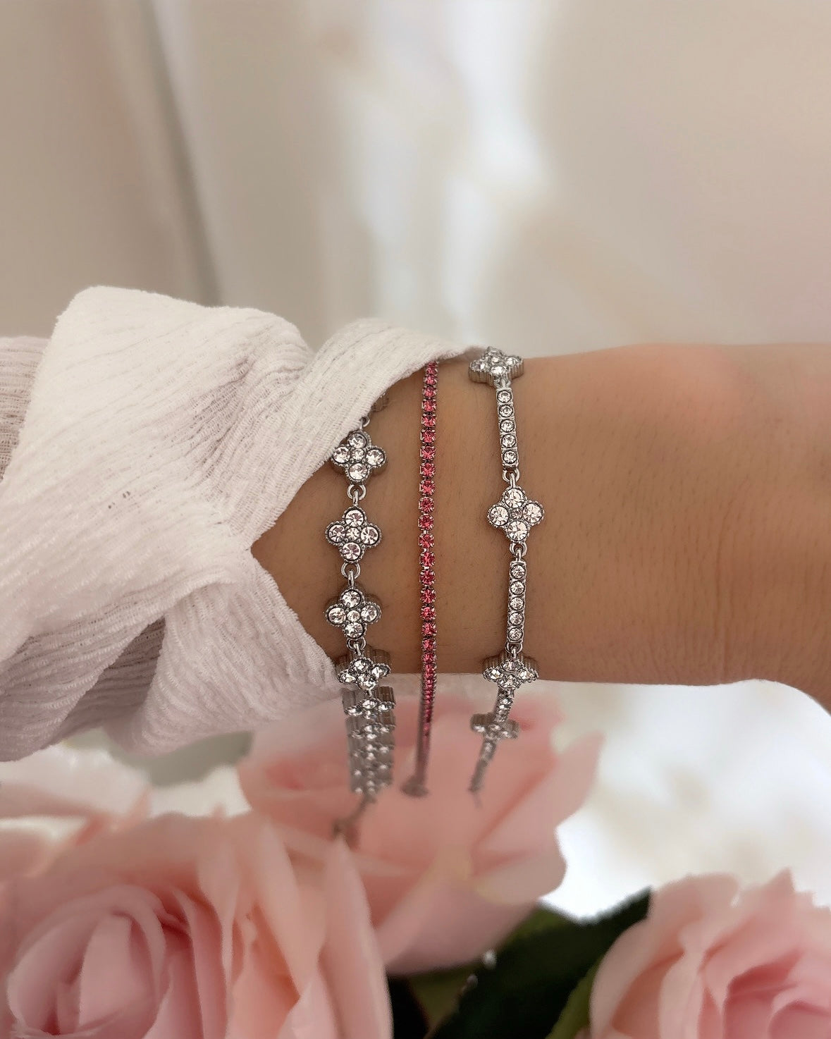 BRACELET MINI RIVIÈRE ROSE FONCÉ