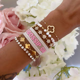 BRACELET BRODÉ GOSSIP GIRL BEIGE ROSE