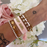 BRACELET BRODÉ GOSSIP GIRL ROSE DORÉ