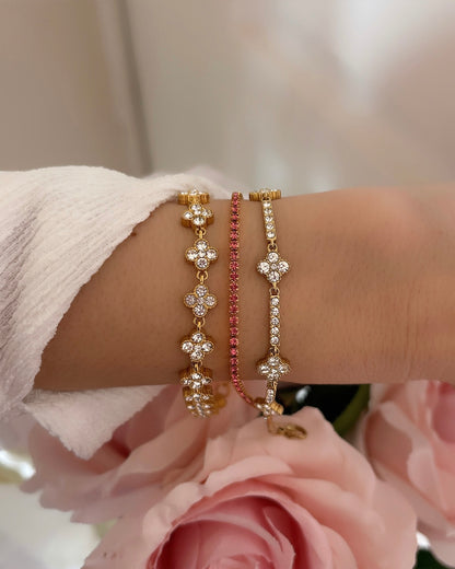 BRACELET MINI RIVIÈRE ROSE FONCÉ