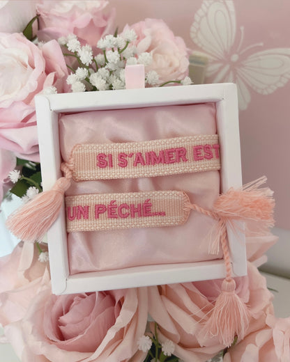 BRACELET BRODÉ SI S’AIMER EST UN PÉCHÉ…