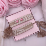 Bracelet brodé « GOSSIP GIRL » petits cœurs