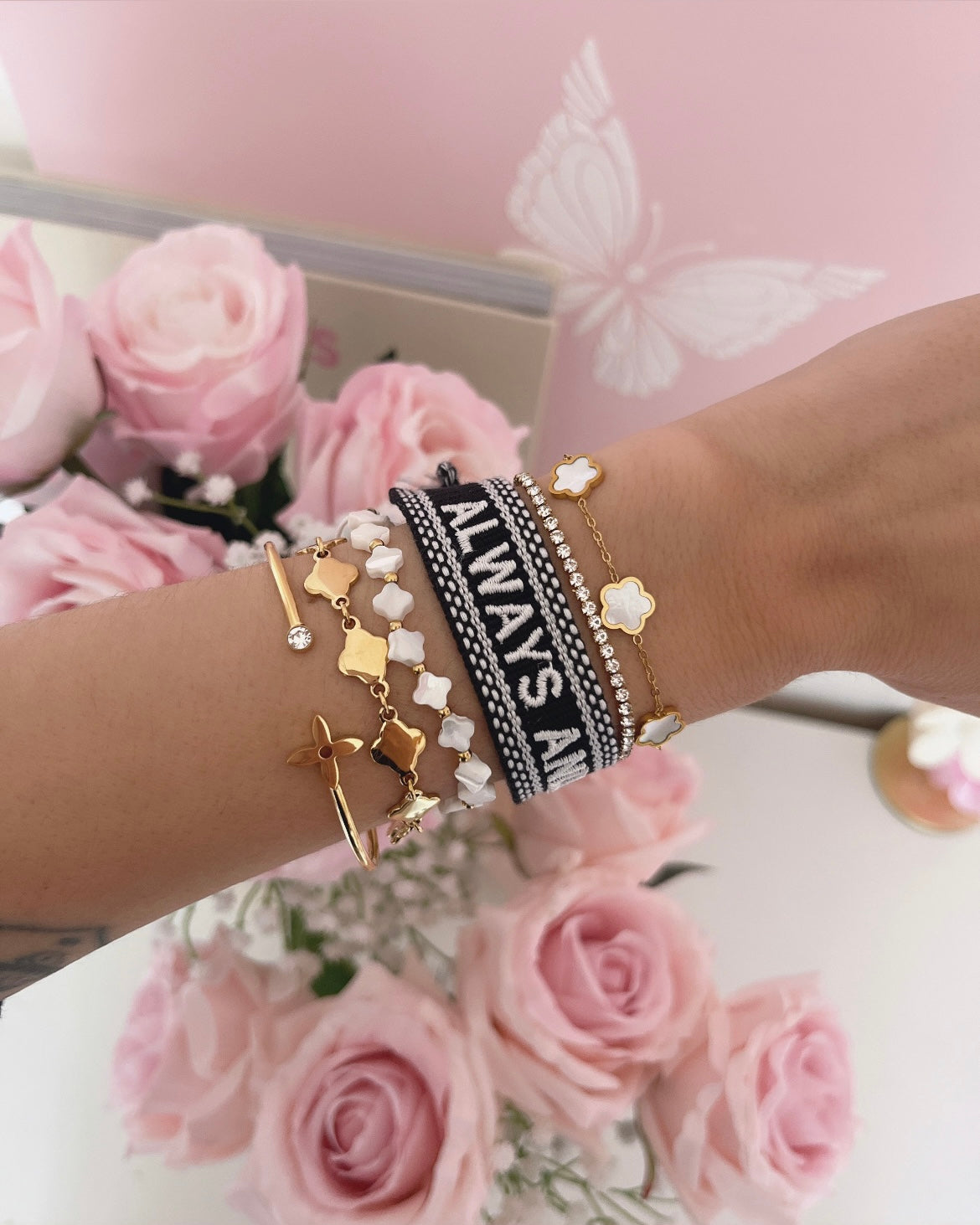 BRACELET BRODÉ ALWAYS AND FOREVER NOIR