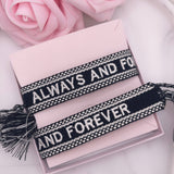 Bracelet brodé « Always and Forever » noir
