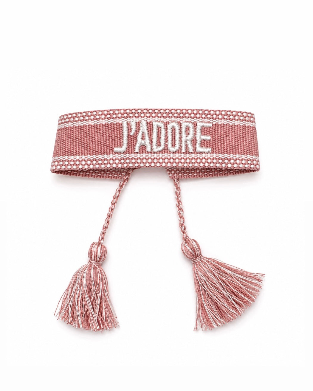 BRACELET BRODÉ J’ADORE VIEUX ROSE