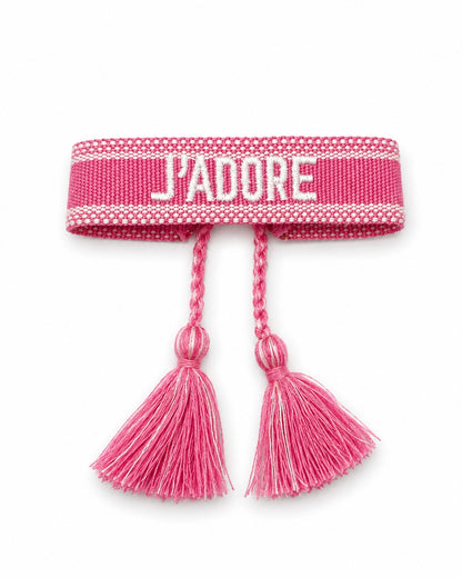 BRACELET BRODÉ J’ADORE ROSE