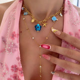 COLLIER TAHITI BLEU