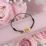 Bracelet menottes noir or