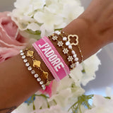 BRACELET BRODÉ J’ADORE ROSE