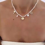 COLLIER PERLES BORD DE MER