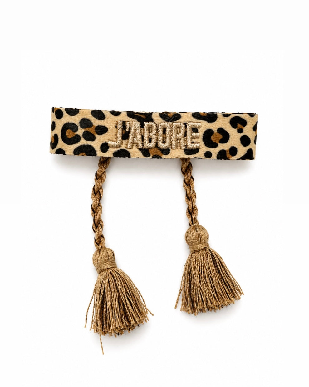 BRACELET BRODÉ J’ADORE LÉOPARD BEIGE