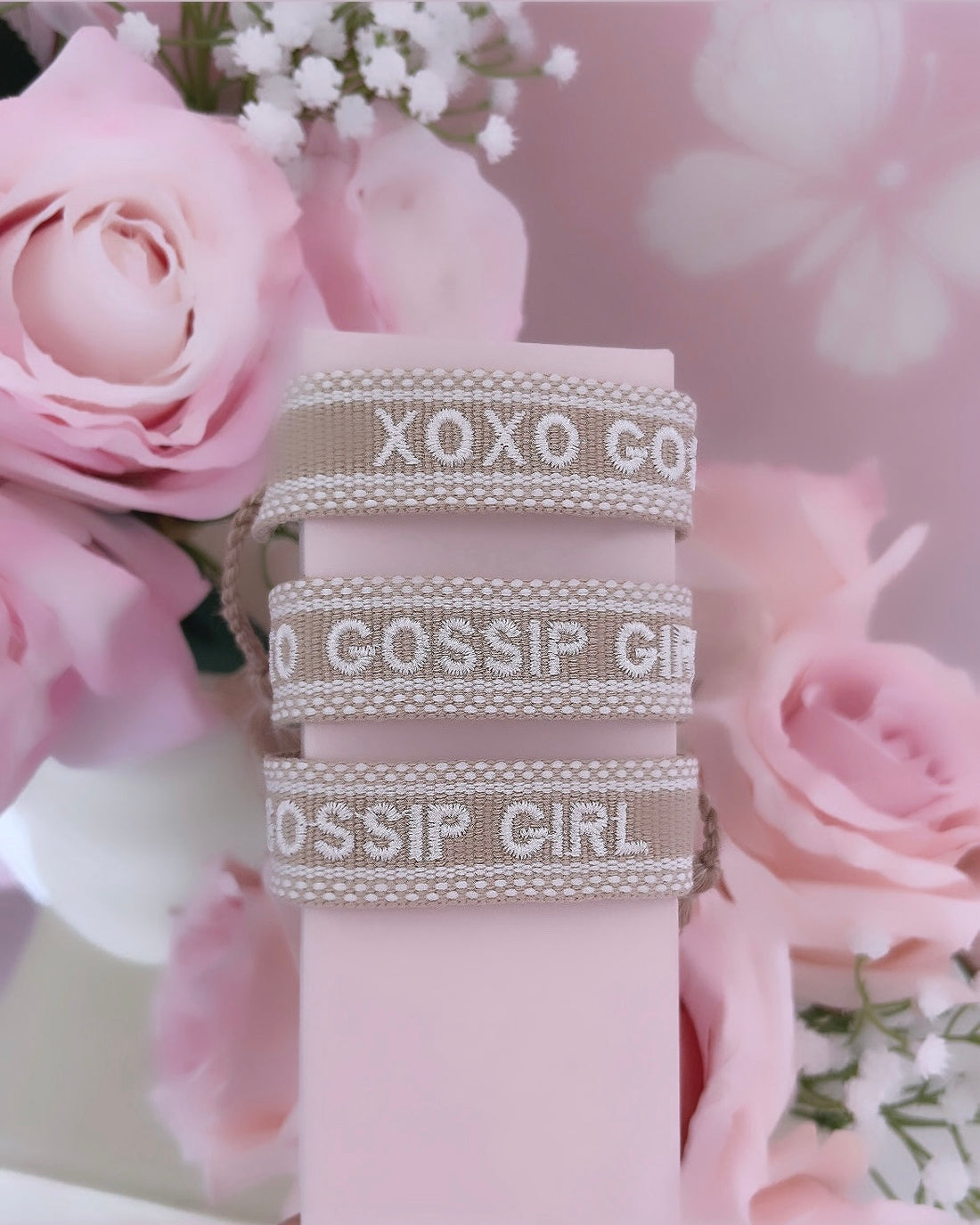 BRACELET BRODÉ GOSSIP GIRL BEIGE