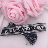 Bracelet brodé « Always and Forever » noir