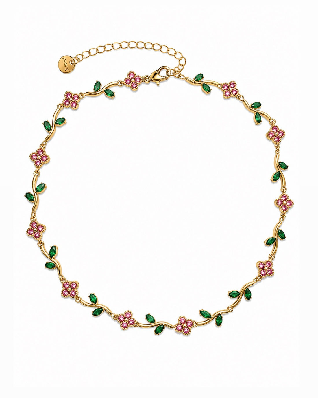 COLLIER JARDIN FLEURI FUSHIA