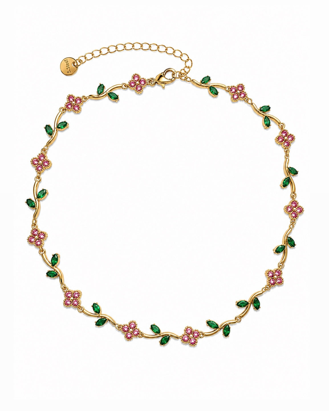 COLLIER JARDIN FLEURI FUSHIA