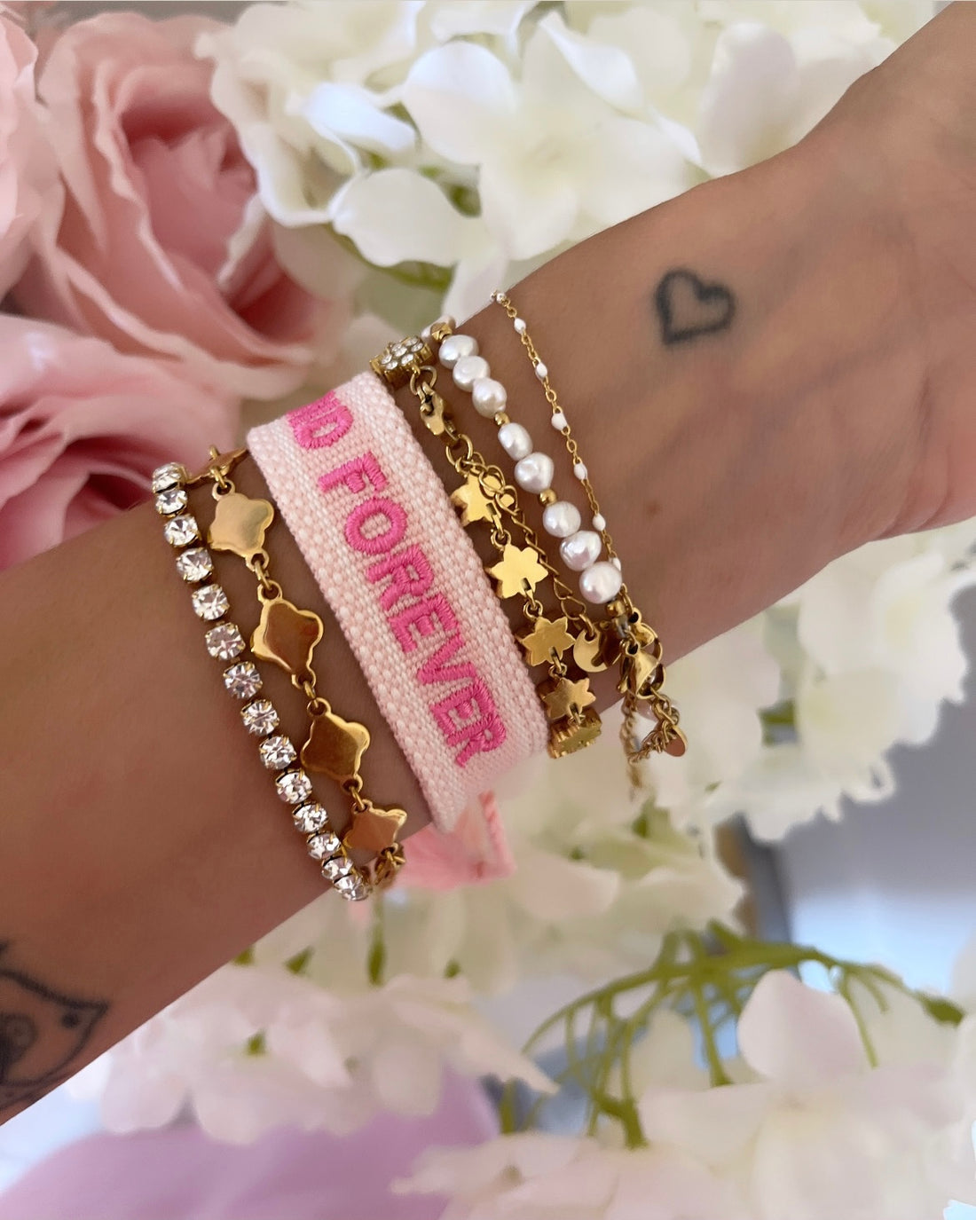 BRACELET BRODÉ ALWAYS AND FOREVER ROSE