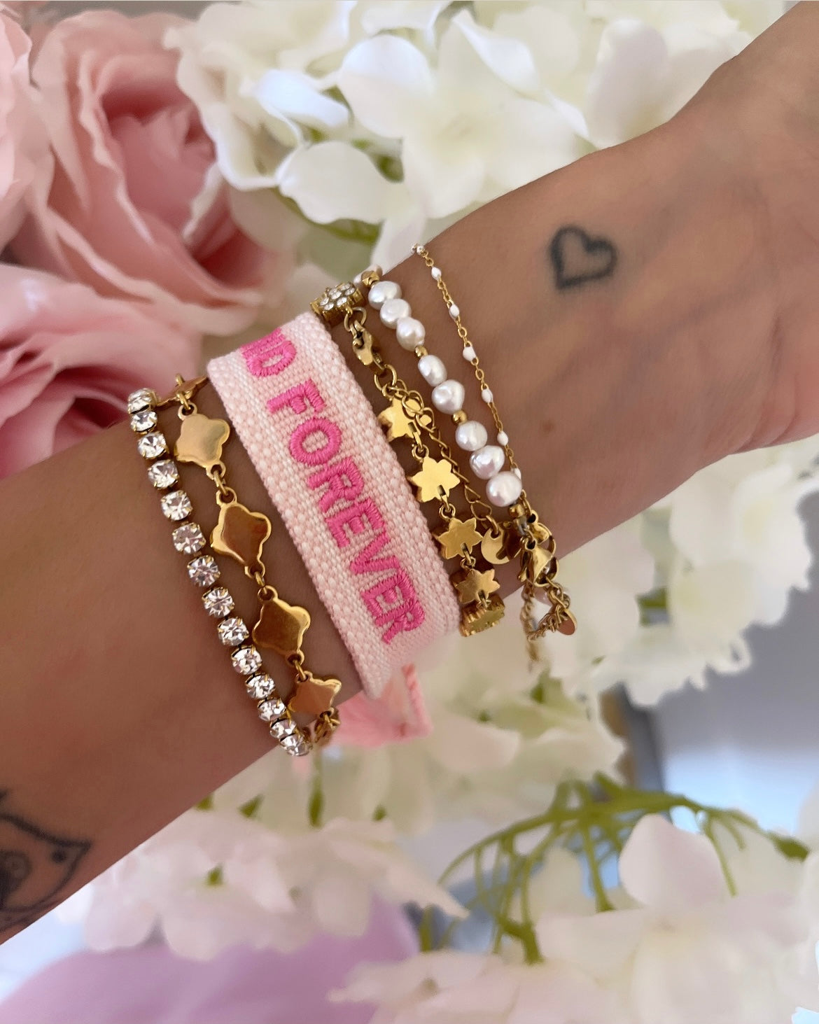 BRACELET BRODÉ ALWAYS AND FOREVER ROSE