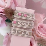 Bracelet brodé « GOSSIP GIRL » petits cœurs