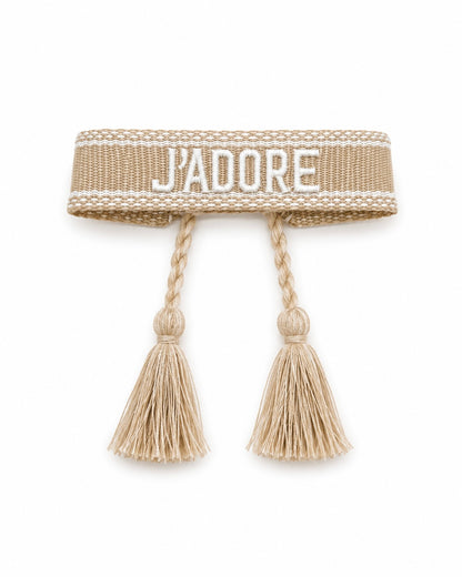 BRACELET BRODÉ J’ADORE BEIGE