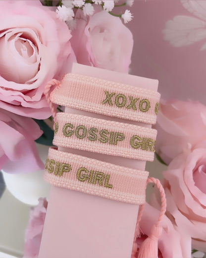 BRACELET BRODÉ GOSSIP GIRL ROSE DORÉ