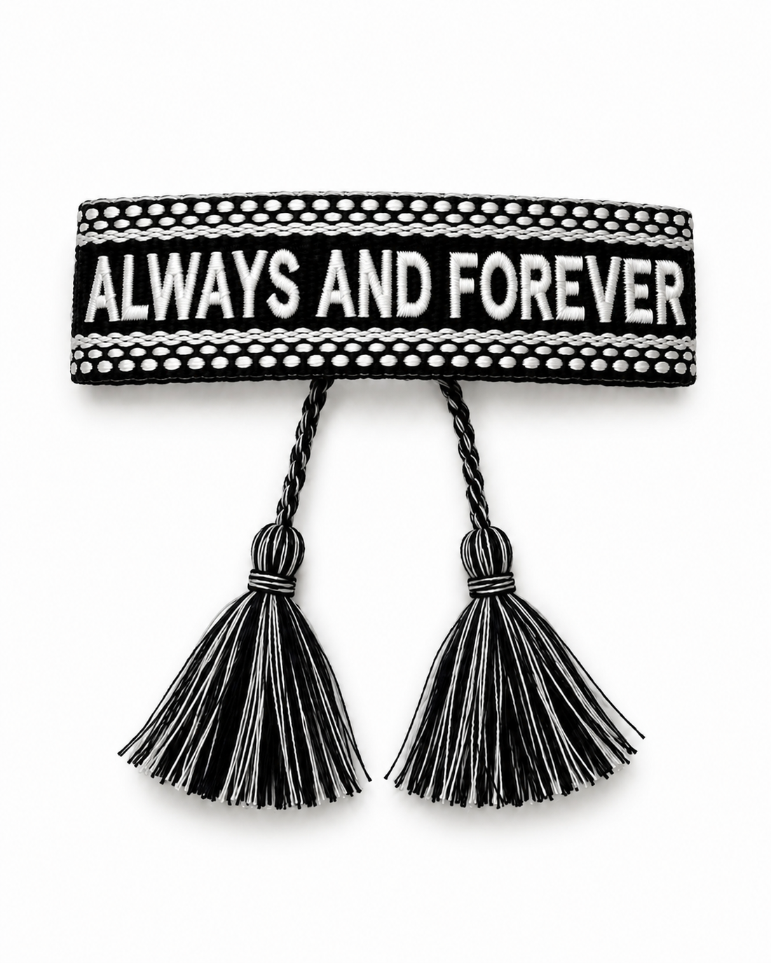 BRACELET BRODÉ ALWAYS AND FOREVER NOIR