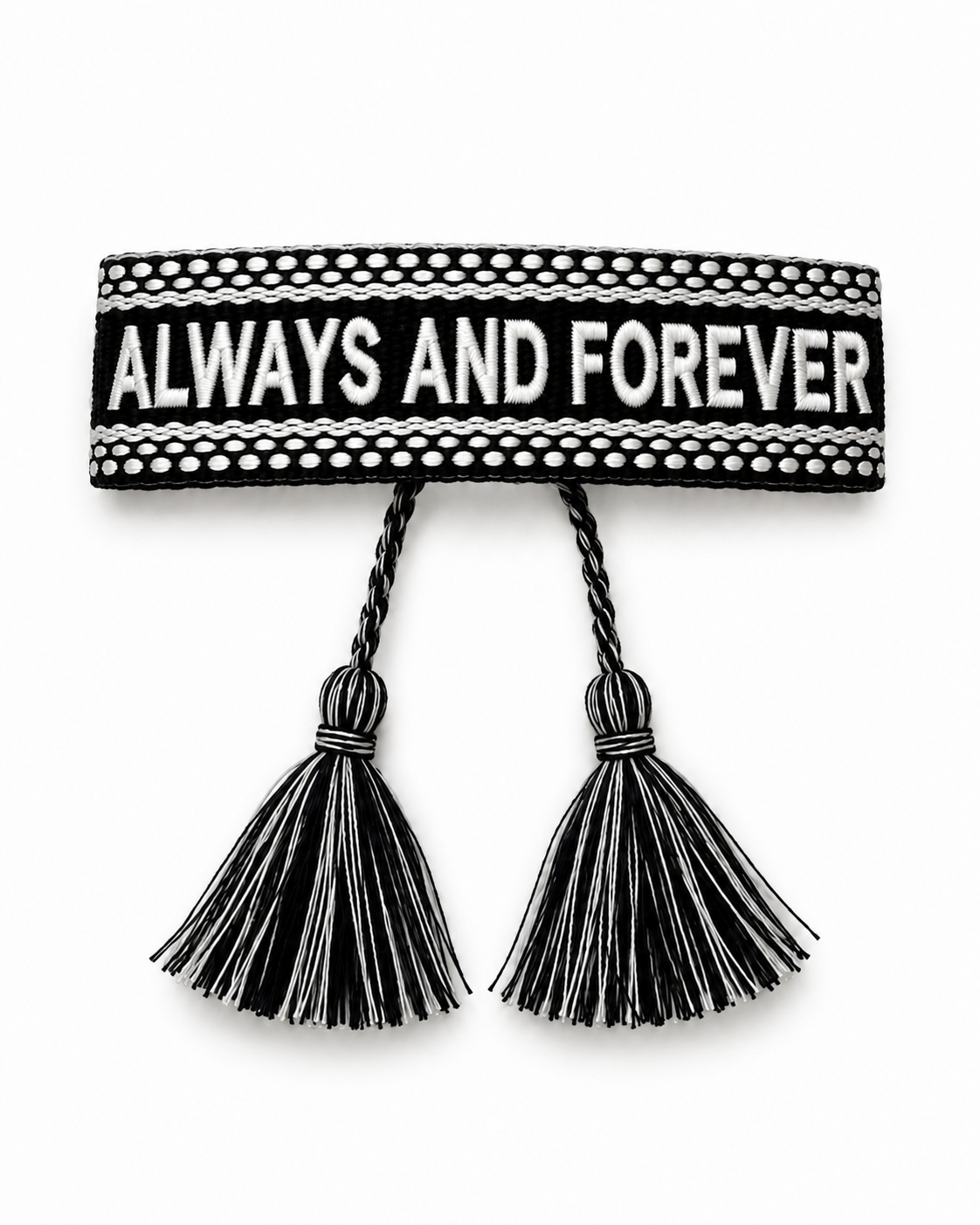 BRACELET BRODÉ ALWAYS AND FOREVER NOIR