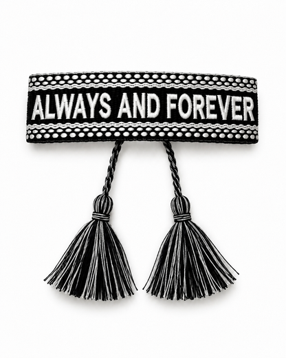 BRACELET BRODÉ ALWAYS AND FOREVER NOIR