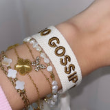 Bracelet « XOXO GOSSIP GIRL » Blanc/or