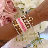 BRACELET BRODÉ THE VAMPIRE DIAIRIES ROSE