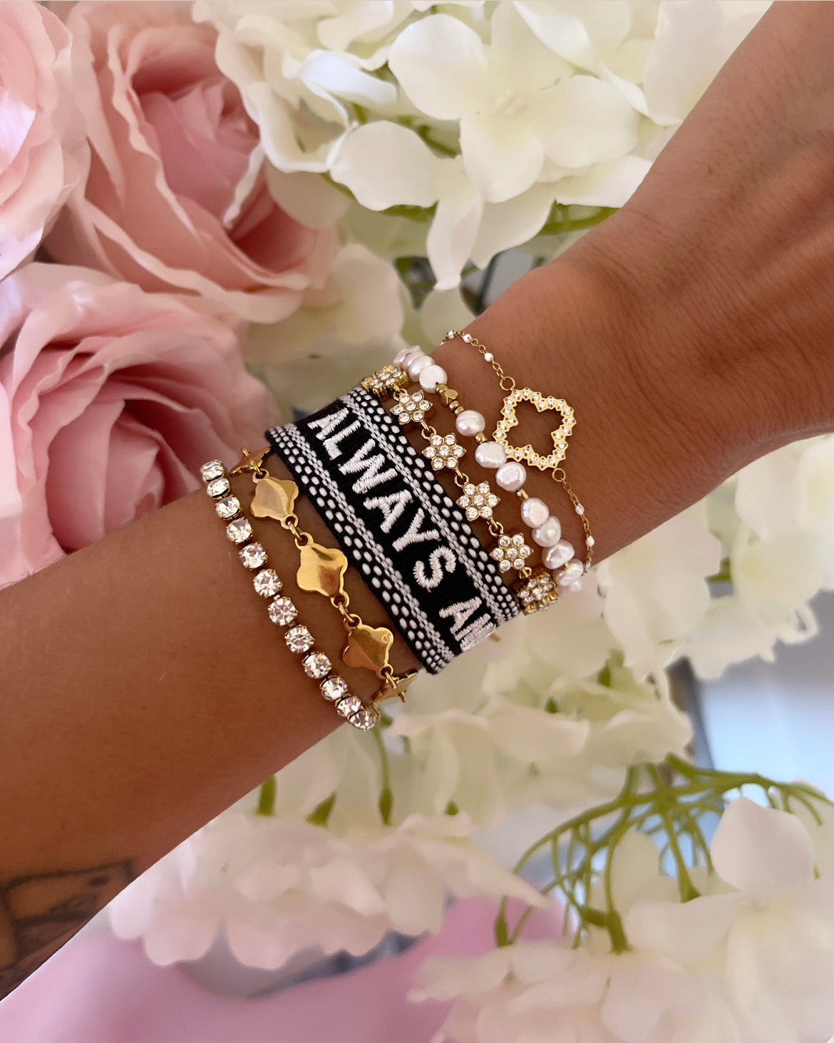 BRACELET BRODÉ ALWAYS AND FOREVER NOIR