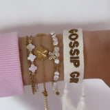 Bracelet « XOXO GOSSIP GIRL » Blanc/or
