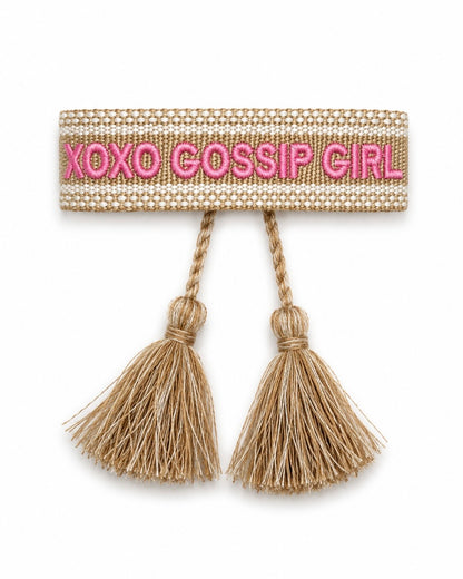BRACELET BRODÉ GOSSIP GIRL BEIGE ROSE