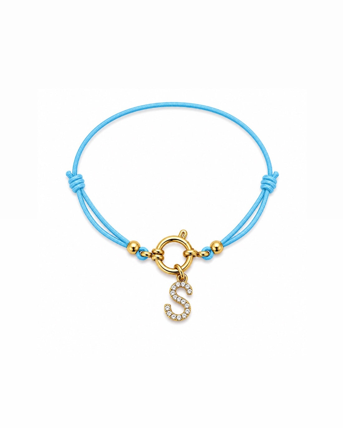 BRACELET CORDON INITIAL BLEU