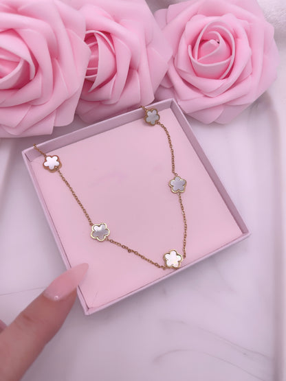 COLLIER CLOVER BLANC
